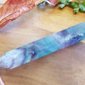 Rainbow Fluorite Double Terminated Wand. (approx. 14x2cm)