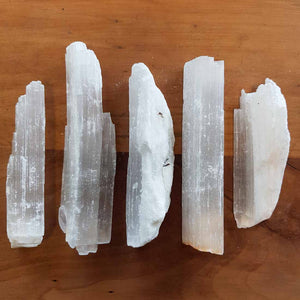 Selenite Rough Rod aka Kindling. (assorted. approx. 10-12x2-3cm)