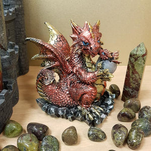 Red & Gold Dragon with Baby in Egg (11x12cm)