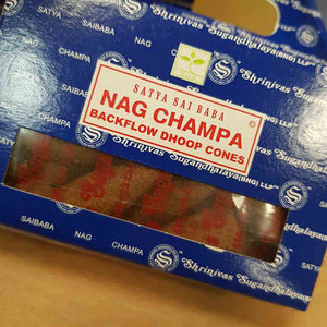 Nag Champa Backflow Incense Cones. (Satya. pack of 24)