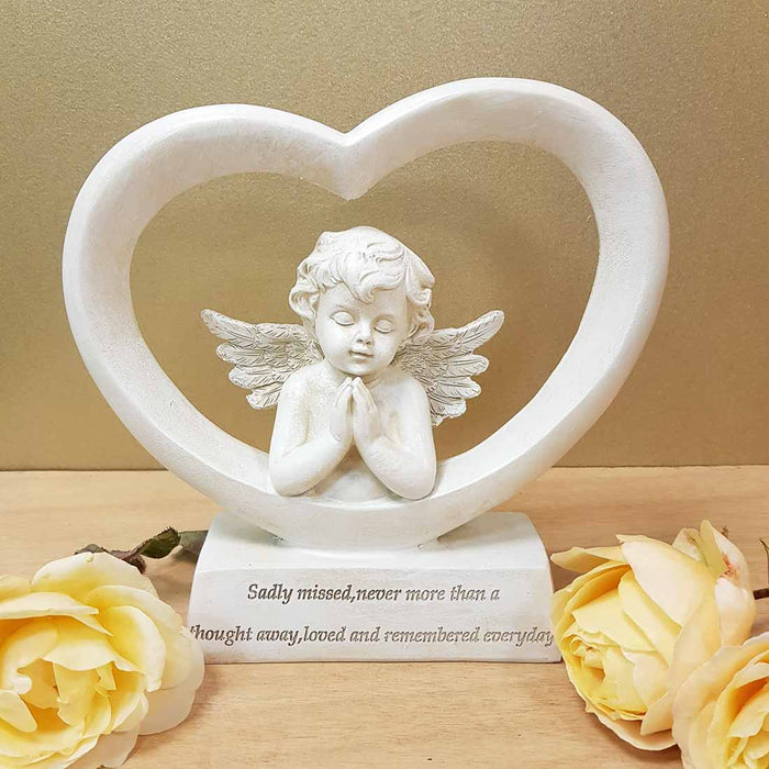Sadly Missed Angel in Heart Memorial. (approx 19x20x5.5cm)