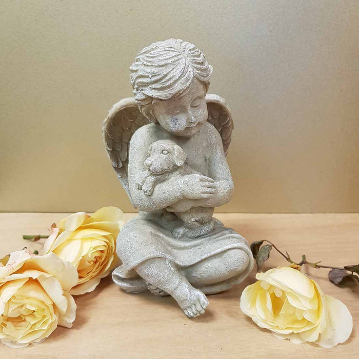 Angel with Dog Memorial. (approx. 20x12cm)