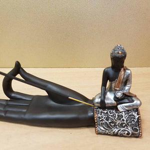 Meditating Buddha Incense Holder (approx 24x9.5x4.5cm)