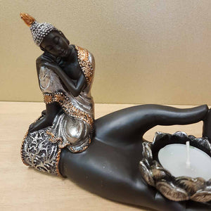 Resting Buddha Tealight Candle Holder (approx 19x12.5x6.5cm)