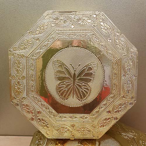 Metallic Gold Butterfly Trinket Box (hexagonal. approx. 20x20x5cm)