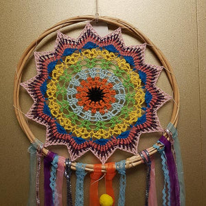 Rainbow Crochet Dream Catcher (approx. 32cm diameter)