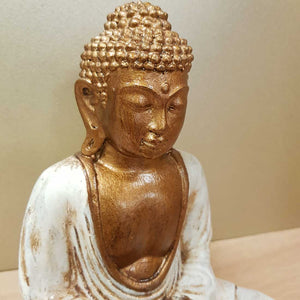Amitabha Buddha in Cream Robe. (approx. 17x11x21cm)