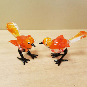 Orange Glass Bird. (approx. 7x7.5cm)