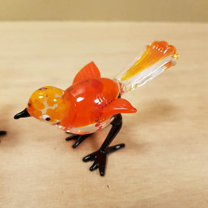 Orange Glass Bird. (approx. 7x7.5cm)