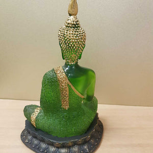 Green & Gold Buddha (resin. approx. 21x14x10cm)