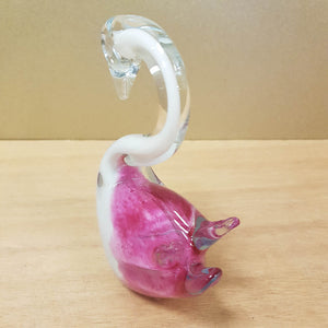 Pink & White Glass Swan (approx. 12x9x5cm)