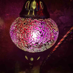 Pink Tones Turkish Swan Neck Style Mosaic Lamp. (approx. 37cm)