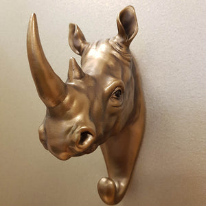 Bronze Look Rhino Head Hook (for the wall. approx. 20x15x6cm)