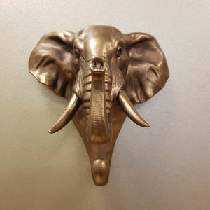 Bronze Look Elephant Head Hook (for the wall. approx. 17x16.5x13cm)
