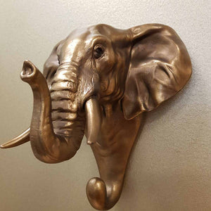 Bronze Look Elephant Head Hook (for the wall. approx. 17x16.5x13cm)