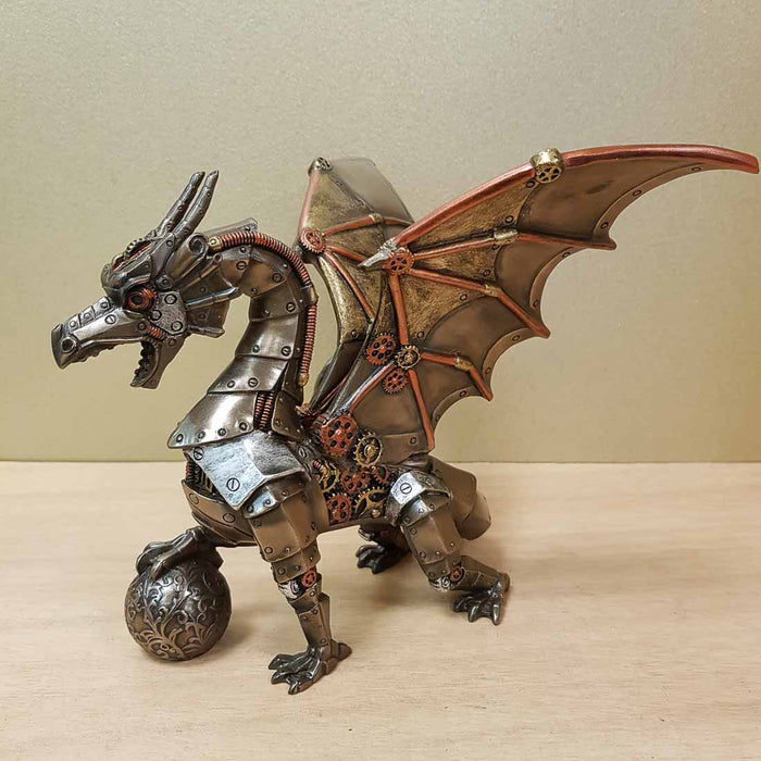 Steampunk Dragon with Sphere (approx. 16.5x19.5x18cm)