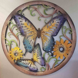 Butterflies Metal Wall Art (approx 70x70cm)