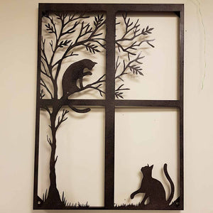 Cats Playing Metal Wall Art (approx 78x56cm)