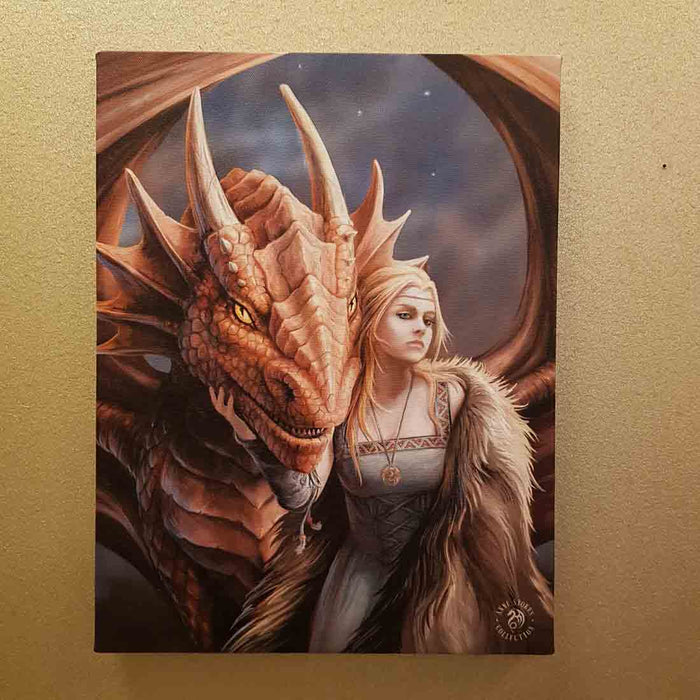 Friend or Foe Canvas by Anne Stokes (approx. 25 x 19cm)