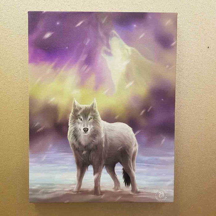 Wolf Aurora Lights Canvas by Anne Stokes (approx. 25 x 19cm)