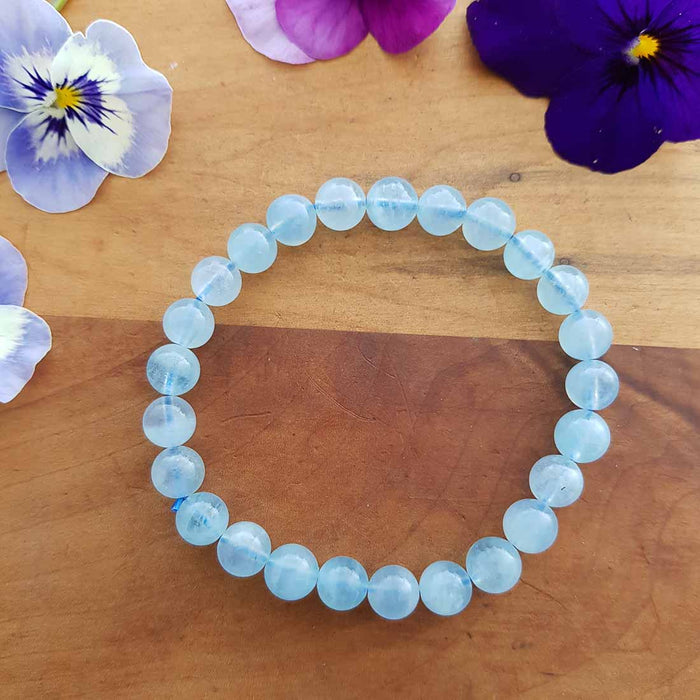 Aquamarine Bracelet (assorted. approx. 8mm round beads)