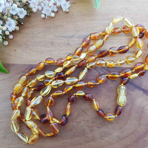 Baltic Amber Nugget Necklace (infant size. assorted colours & shaped beads)
