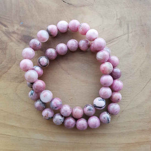 Rhodonite Bracelet (assorted. approx. 8mm round beads)