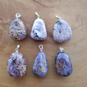 Charoite Tumbled Pendant (assorted. sterling silver bale)