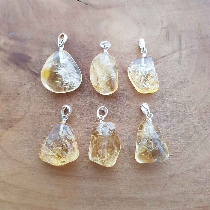 Citrine Tumbled Pendant (assorted. heat treated. sterling silver bale)