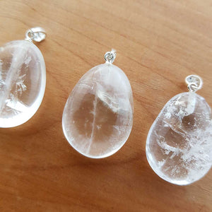 Clear Quartz Tumbled Pendant (assorted. sterling silver bale)
