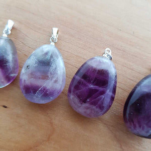 Rainbow Fluorite Tumbled Pendant (assorted. sterling silver bale)