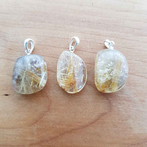 Rutilated Quartz Tumbled Pendant (assorted. sterling silver bale)