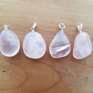 Rose Quartz Tumbled Pendant (assorted. sterling silver bale)