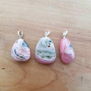 Rhodochrosite Tumbled Pendant (assorted. sterling silver bale)