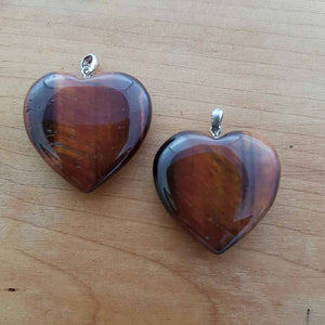 Red Tiger's Eye Heart Pendant (assorted. approx. 3cm. sterling silver bale)