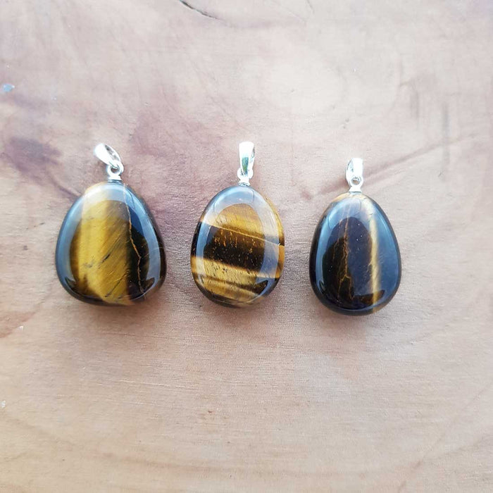 Gold Tiger's Eye Tumbled Pendant (assorted. sterling silver bale)