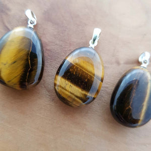 Gold Tiger's Eye Tumbled Pendant (assorted. sterling silver bale)