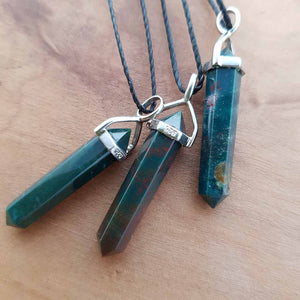 Bloodstone Point Pendant (small. sterling silver)