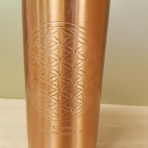 Copper & Bronze Water Bottle with Flower of Life Symbol