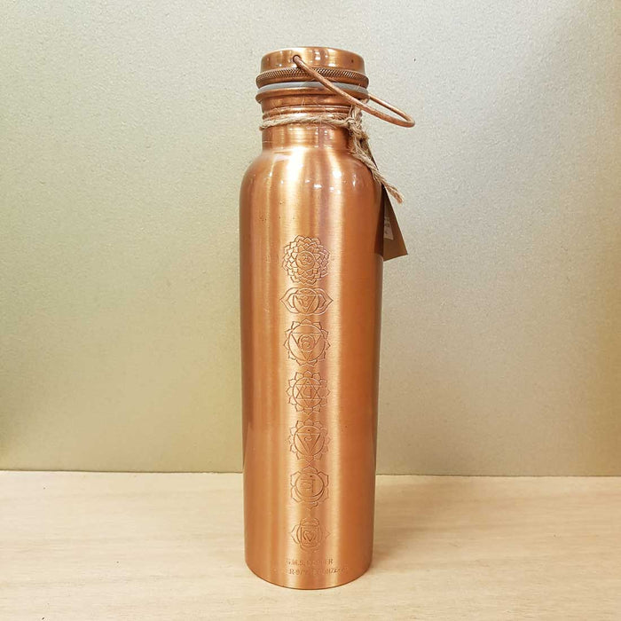 Copper & Bronze Water Bottle with Chakra Symbols