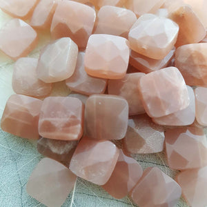 Sunstone Faceted Bead (square shape 12x12x6mm)