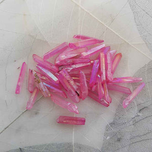 Pink Electroplated Quartz Naturally Shaped Point Bead