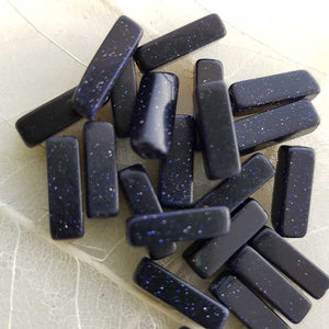 Blue Sandstone (aka Goldstone) Bead (Cuboid 13x5x5mm)