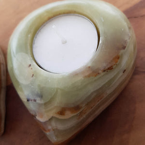 Marble Onyx aka Banded Calcite Heart T-Lite Candle Holder