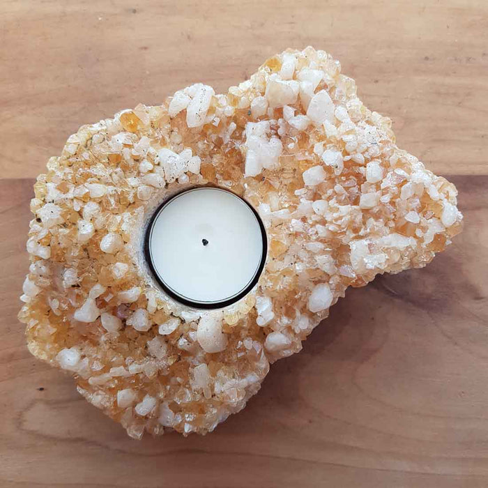 Citrine Cluster Candle Holder (heat treated, approx. 15x11x4cm)
