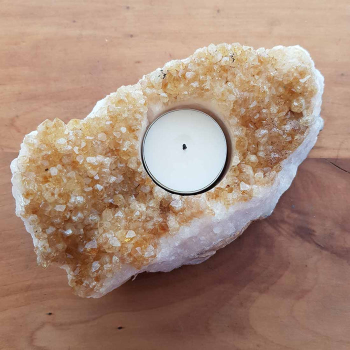 Citrine Cluster Candle Holder (heat treated, approx. 15x8x5.5cm)