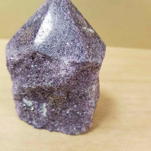Lepidolite Polished Point with Rough Cut Base (approx. 8.5x6.5x5cm)