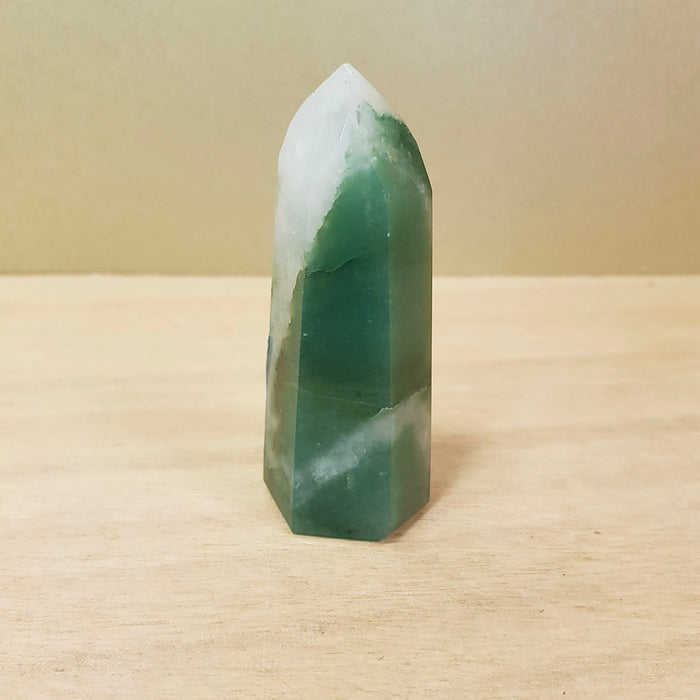 Green Aventurine & Quartz Polished Point (approx. 8.5x2.5x3.5cm)