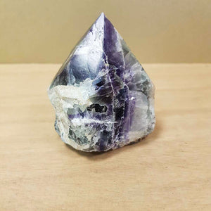 Rainbow Fluorite Point with Rough Cut Base (approx 7x4.5x5.5cm)
