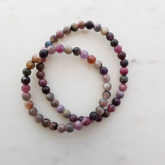 Tourmaline Mix Bracelet (assorted. approx. 4mm round beads)